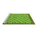 Sideview of Machine Washable Checkered Green Modern Area Rugs, wshabs1445grn