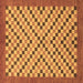 Square Machine Washable Checkered Brown Modern Rug, wshabs1445brn