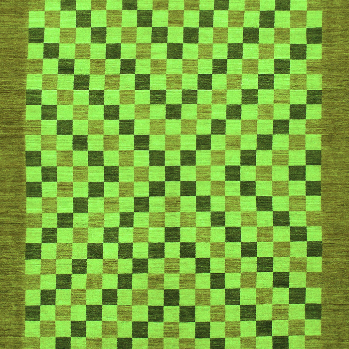 Machine Washable Checkered Green Modern Area Rugs, wshabs1445grn