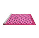 Sideview of Machine Washable Checkered Pink Modern Rug, wshabs1445pnk