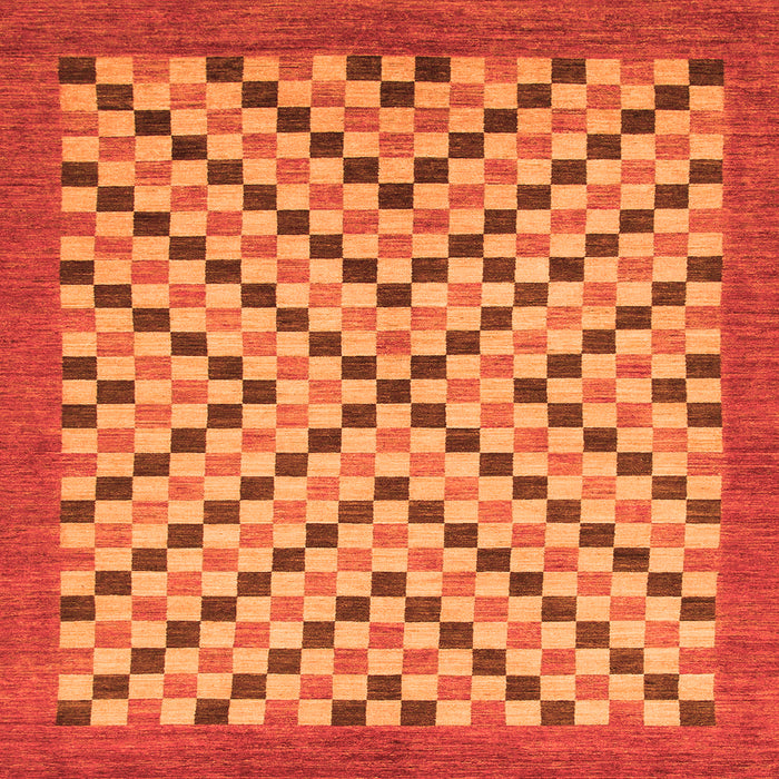 Square Checkered Orange Modern Rug, abs1445org