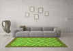 Machine Washable Checkered Green Modern Area Rugs in a Living Room,, wshabs1445grn