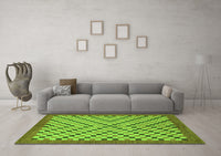 Machine Washable Checkered Green Modern Rug, wshabs1445grn