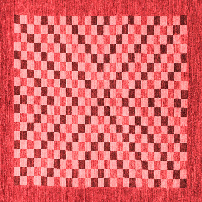 Machine Washable Checkered Red Modern Rug, wshabs1445red