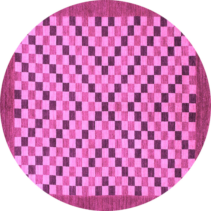 Round Checkered Purple Modern Rug, abs1445pur