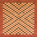 Square Abstract Orange Checkered Rug, abs1445