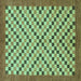 Square Machine Washable Checkered Turquoise Modern Area Rugs, wshabs1445turq