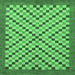 Square Machine Washable Checkered Emerald Green Modern Area Rugs, wshabs1445emgrn