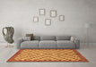 Machine Washable Checkered Brown Modern Rug in a Living Room,, wshabs1445brn