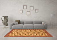 Machine Washable Checkered Brown Modern Rug, wshabs1445brn