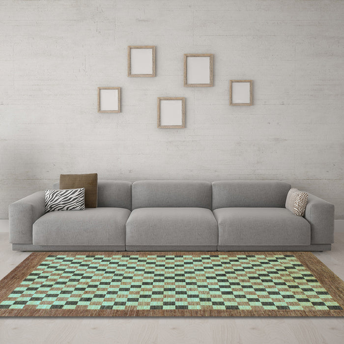 Machine Washable Checkered Light Blue Modern Rug in a Living Room, wshabs1445lblu