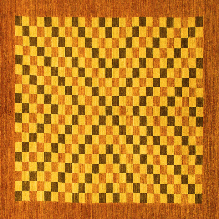Square Machine Washable Checkered Yellow Modern Rug, wshabs1445yw