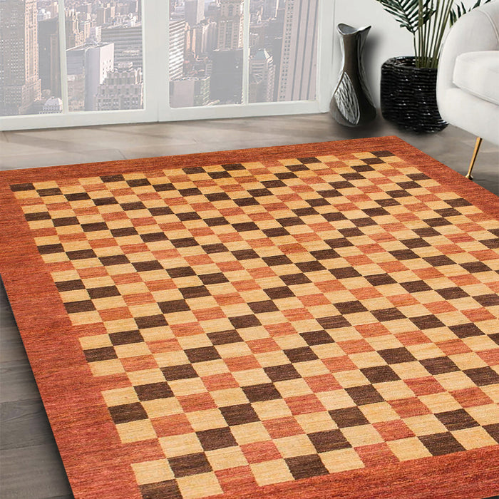 Machine Washable Abstract Orange Rug in a Family Room, wshabs1445