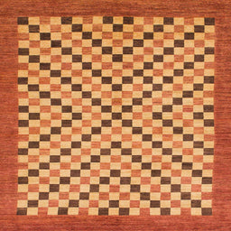 Square Machine Washable Abstract Orange Rug, wshabs1445
