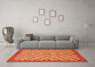 Machine Washable Checkered Orange Modern Area Rugs in a Living Room, wshabs1445org