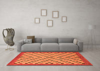 Machine Washable Checkered Orange Modern Rug, wshabs1445org