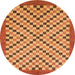 Round Abstract Orange Checkered Rug, abs1445