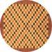 Round Machine Washable Checkered Brown Modern Rug, wshabs1445brn