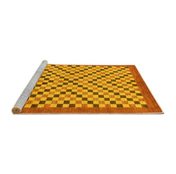 Sideview of Machine Washable Checkered Yellow Modern Rug, wshabs1445yw