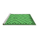Sideview of Machine Washable Checkered Emerald Green Modern Area Rugs, wshabs1445emgrn