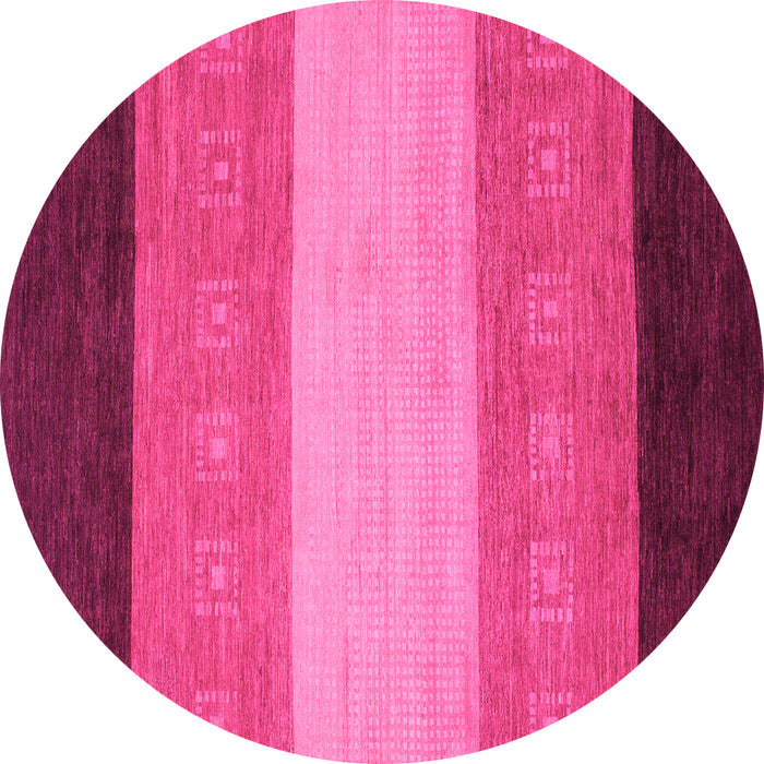 Round Machine Washable Abstract Pink Modern Rug, wshabs1446pnk