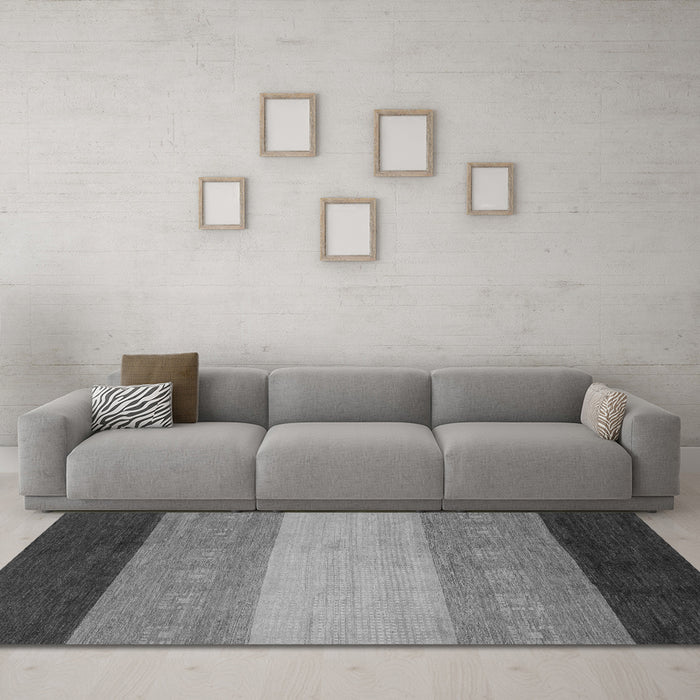 Machine Washable Abstract Gray Modern Rug in a Living Room,, wshabs1446gry