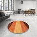 Round Abstract Red Modern Rug in a Office, abs1446