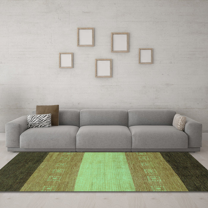 Machine Washable Abstract Turquoise Modern Area Rugs in a Living Room,, wshabs1446turq
