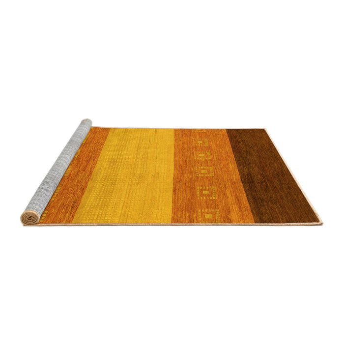 Sideview of Machine Washable Abstract Yellow Modern Rug, wshabs1446yw