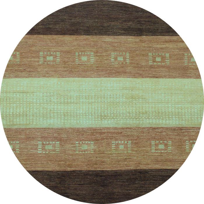 Round Abstract Light Blue Modern Rug, abs1446lblu