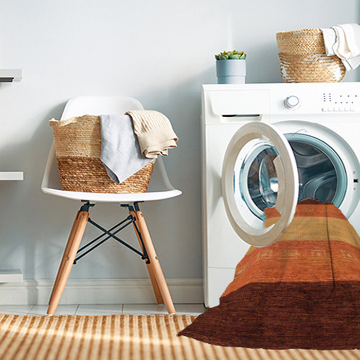 Machine Washable Abstract Tomato Red Rug in a Washing Machine, wshabs1446