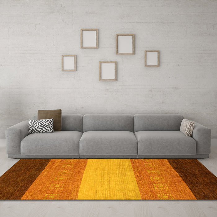 Machine Washable Abstract Yellow Modern Rug in a Living Room, wshabs1446yw