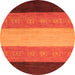 Round Machine Washable Abstract Orange Modern Area Rugs, wshabs1446org