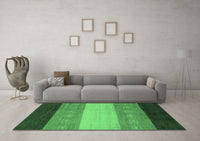 Machine Washable Abstract Emerald Green Modern Rug, wshabs1446emgrn