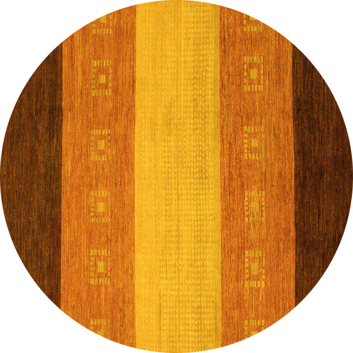 Round Abstract Yellow Modern Rug, abs1446yw