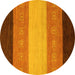 Round Abstract Yellow Modern Rug, abs1446yw