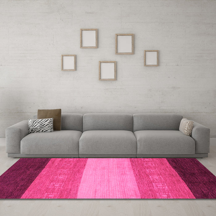 Machine Washable Abstract Pink Modern Rug in a Living Room, wshabs1446pnk