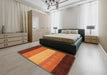 Machine Washable Abstract Tomato Red Rug in a Bedroom, wshabs1446