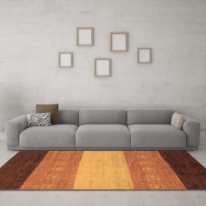 Machine Washable Abstract Brown Modern Rug in a Living Room,, wshabs1446brn