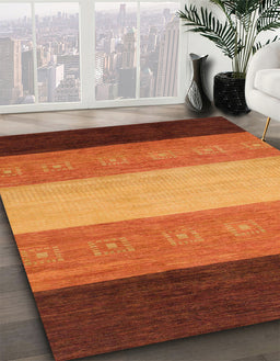 Machine Washable Abstract Tomato Red Rug in a Family Room, wshabs1446
