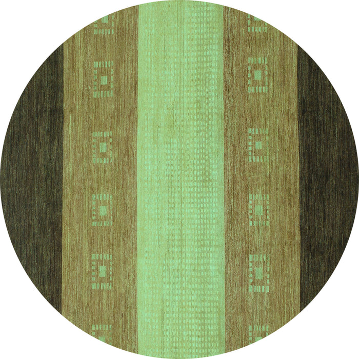 Round Machine Washable Abstract Turquoise Modern Area Rugs, wshabs1446turq