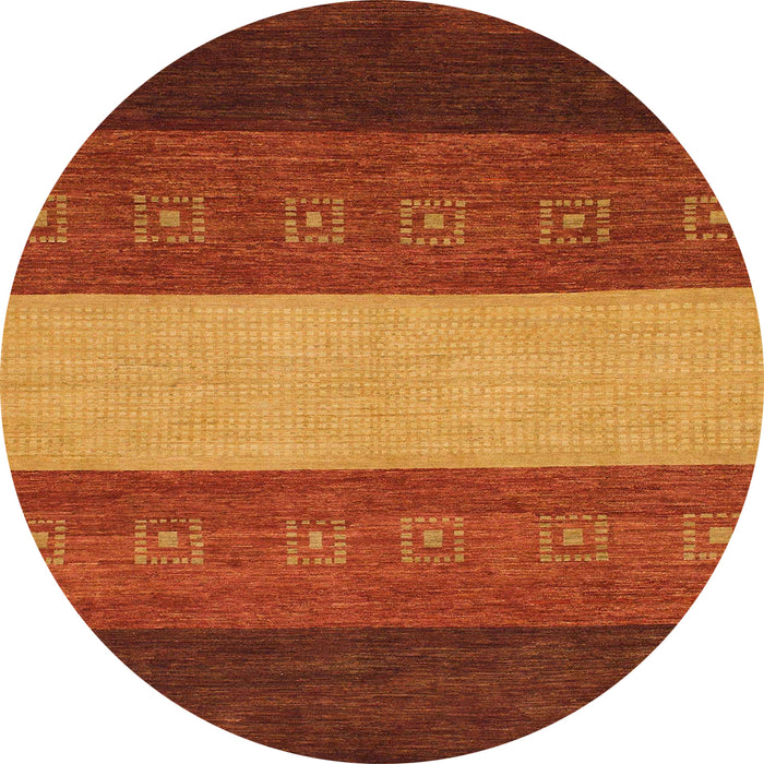 Round Machine Washable Abstract Tomato Red Rug, wshabs1447