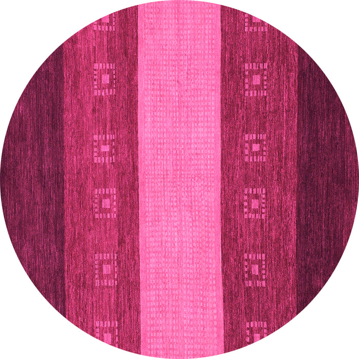 Round Machine Washable Abstract Pink Modern Rug, wshabs1447pnk