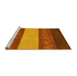 Sideview of Machine Washable Abstract Yellow Modern Rug, wshabs1447yw