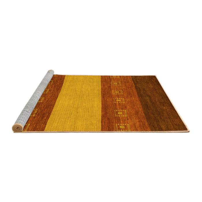 Sideview of Machine Washable Abstract Yellow Modern Rug, wshabs1447yw