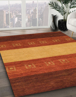 Abstract Red Modern Rug in Family Room, abs1447