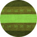 Round Abstract Green Modern Rug, abs1447grn