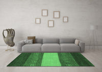 Machine Washable Abstract Emerald Green Modern Rug, wshabs1447emgrn