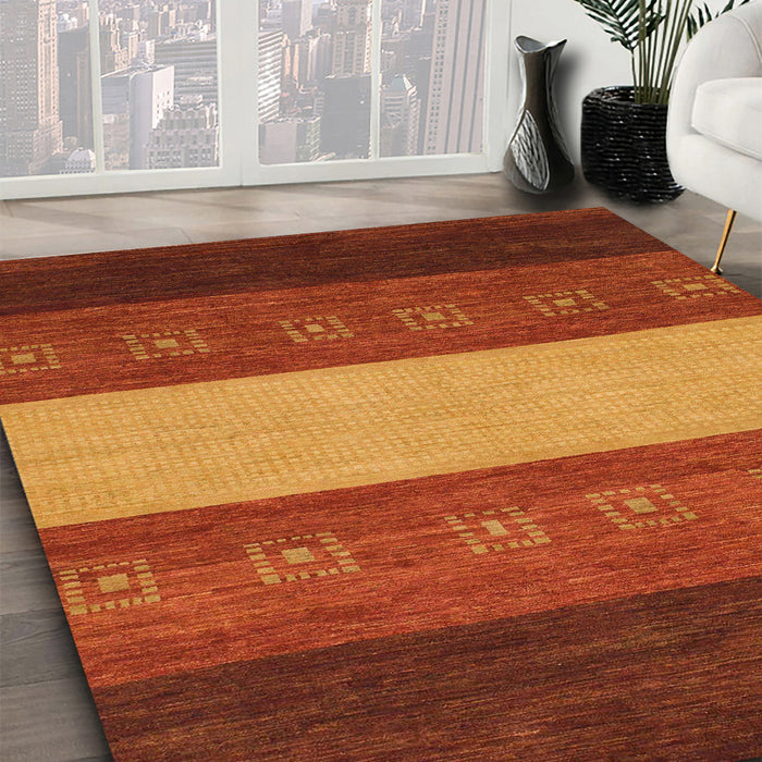 Machine Washable Abstract Tomato Red Rug in a Family Room, wshabs1447