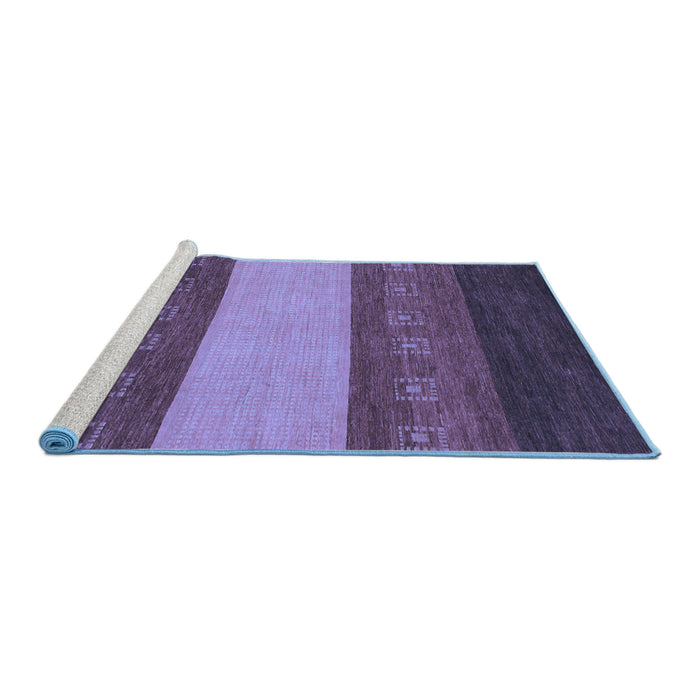 Sideview of Machine Washable Abstract Blue Modern Rug, wshabs1447blu